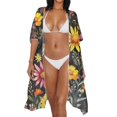 thumbnail image 4 of SCRAWLGOD Dragonfly Floral Moon Print Beach Cover Ups for Women Loose Open Front Bathing Suit Cover Up Lightweight Quick Dry Swimsuit Coverup for Pool Party, 4 of 6