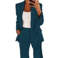thumbnail image 4 of Autumn Business Casual Two Piece Suit For Women Polyester Jackets With Wide Leg Pants Wrinkled Resistant Wear Set, 4 of 9