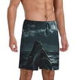 thumbnail image 2 of Pofeuu Moonlit Night Sky Shark Print Men's Soft Woven Elastic Waistband Sleep Pajama Short-Large, 2 of 6