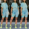 thumbnail image 2 of DailyTrove Women's Tie-Dye Casual Two-Piece Set (Short Sleeve Tee + Shorts) - Vibrant for Lounge & Beach Days, 2 of 2