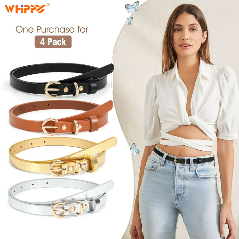 Whippy Set of 4 Women's Skinny Leather Belt