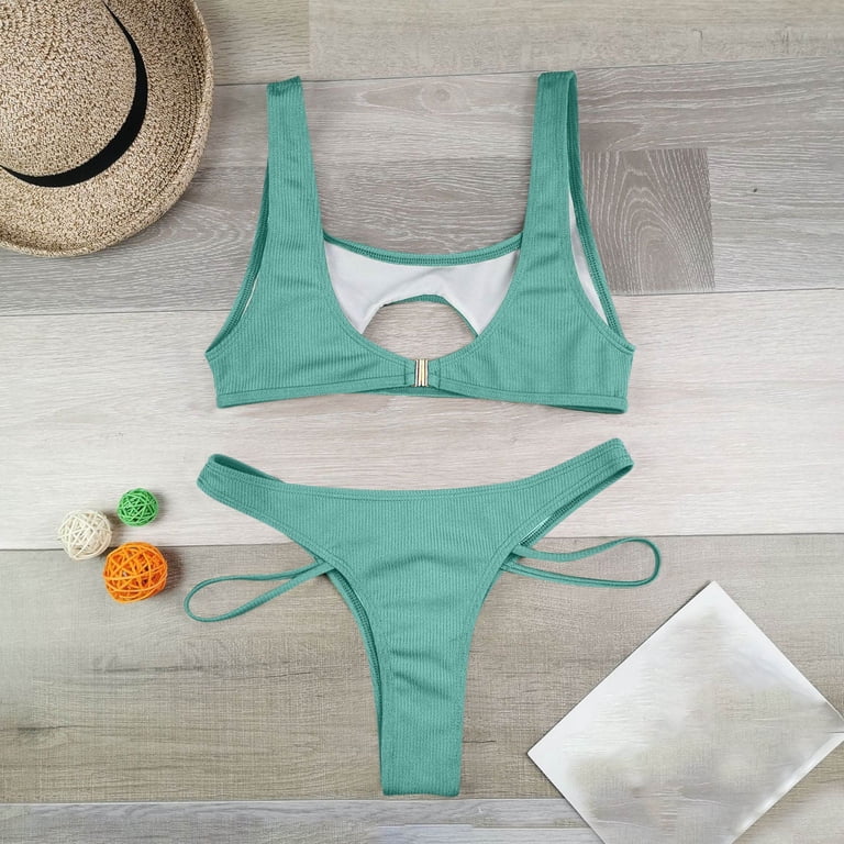 CALAFEBILA Women Bikini 2025 Sexy Solid Hollow Out Bra beach