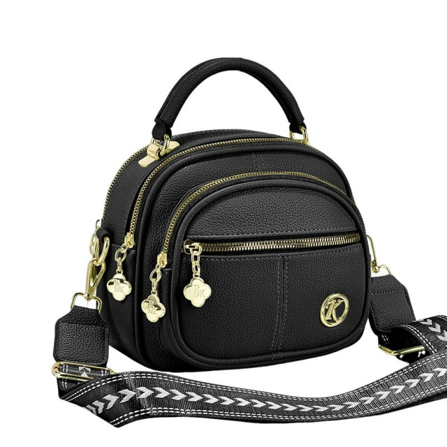 Coefficienta Sac à Bandoulière en Cuir Classique Multifonctionnel avec Sangle Réglable et Larges Compartiments pour Femmes