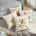 thumbnail image 6 of Throw Pillow Covers Home Decor Set of 4 Pink Flower Rose Leaves Floral Pillow Cases Decorative 18 x 18 Inches Outdoor Cushion Couch Sofa Pillowcases, 6 of 6