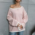 thumbnail image 4 of Womens Casual Fall Loose Sweaters Scoop Neck Long Sleeve Color Block Fashion Cozy Sweaters Tops Lightweight Pullover Womens Clothes, 4 of 7