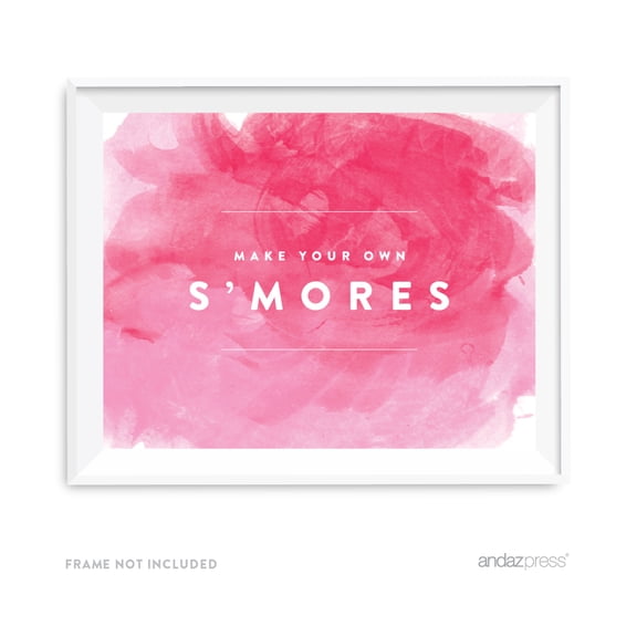 Make Your Own S'mores Pink Watercolor Wedding Party Signs