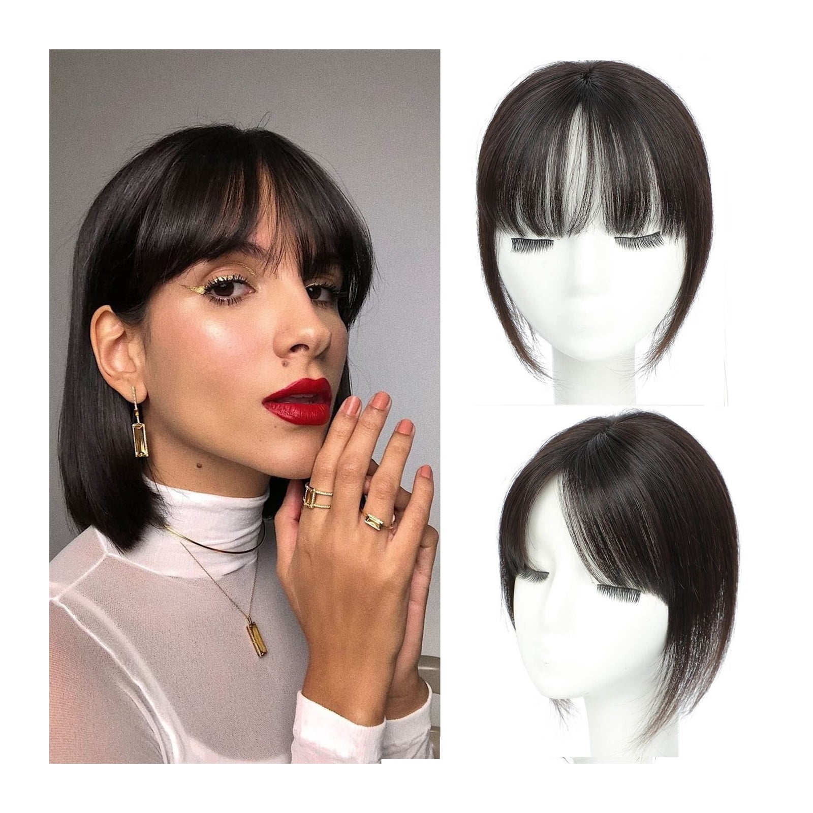 Human Hair with Bangs for Women Fringe Clip in Bangs Hair Pieces with Thining Hair Thick Hairpieces Adding Extra Hair Extensions