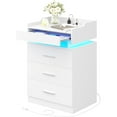 thumbnail image 5 of Nightstand with Charging Station and LED Lights,Night Stand with 3 Drawers and Shelf, Modern Bedside Table End Table Side Table with Storage,White, 5 of 9