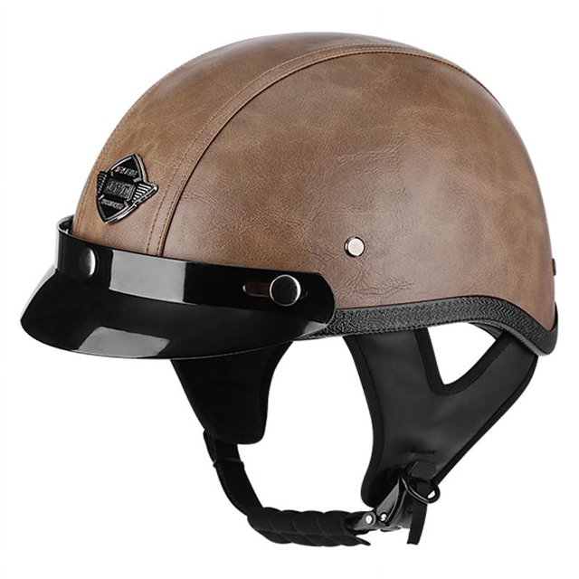 Cuatro estaciones Hombres y mujeres Cuatro estaciones Moda Pedal Motocicleta Universal Coche Eléctrico Retro Casco Medio Casco Casco de Seguridad Casco de Cuero