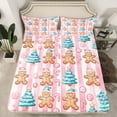 thumbnail image 2 of Feelyou Gingerbread Man Twin Sheet Sets for Kids, Christmas Dessert Twin Fitted Sheet, Xmas Tree Geometric Flat Sheet, Ultra Soft Home Decor, 3pcs, 2 of 7