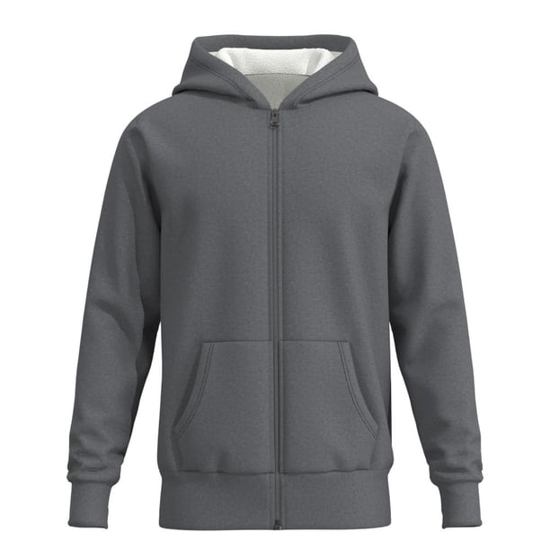 Sudadera Simply Basic Talla EG con Capucha y Forro de Borrega Gris Obscuro