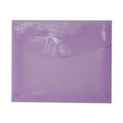 JAM Plastic Hook & Loop Envelopes, 9.8x13x2, 12/Pack, Lilac, 2 Inch Expansion