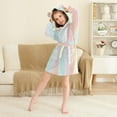 thumbnail image 3 of FORMRS Niños Bathrobe Unisex Hooded Robe Soft Plush Pajamas Sleepwear, Size 7-9T, Wavy Striped, 3 of 7