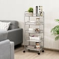 thumbnail image 4 of Costway 5 Tier Storage Rack Trolley Cart Home Kitchen Organizer Utility Baskets Silver, 4 of 10
