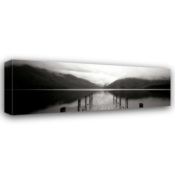 Bob Stefko 24x11 Gallery Wrapped Canvas Wall Art Titled - Serene Dock BW II