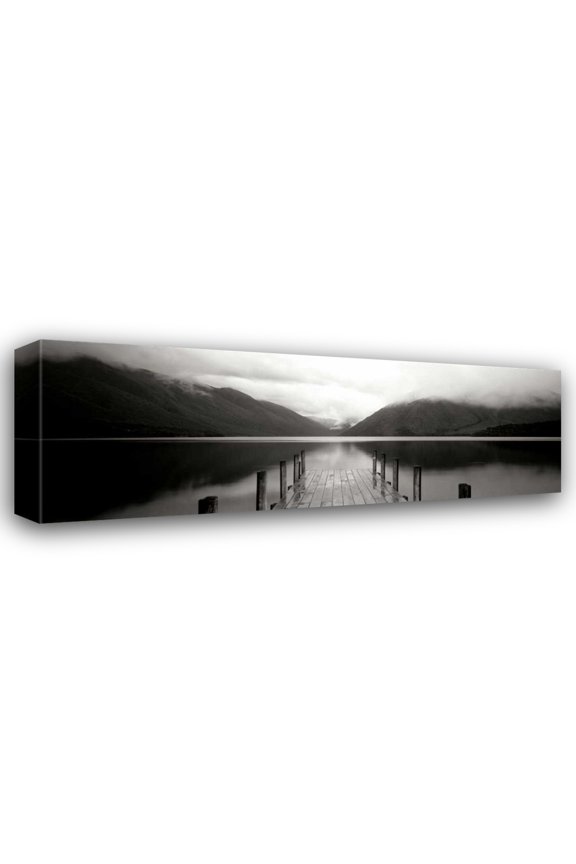 Bob Stefko 18x9 Gallery Wrapped Canvas Wall Art Titled - Serene Dock BW II