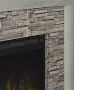 Rustic Wall Mantel Electric Fireplace with Stacked Stone Look