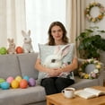 thumbnail image 4 of Uutvery Easter Decorative Pillow Cover, 3D Faux Embroidery Printing Bunny Motifs, Soft Polyester Cushion Case Sofa Bed, 17.72x17.72 Inches, 4 of 6