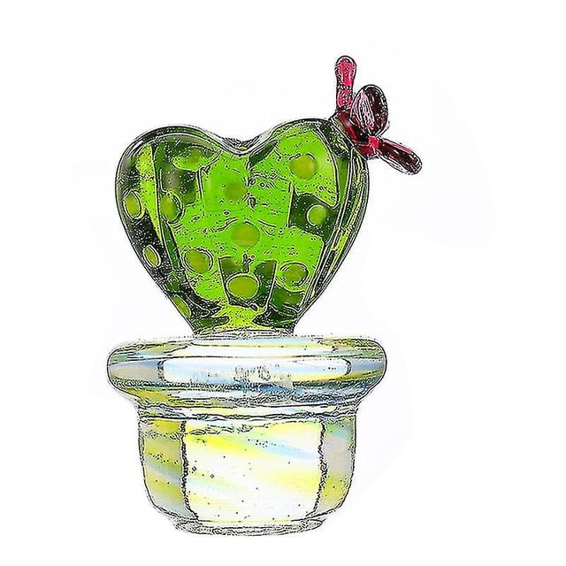 1pc Glass Ornament Desktop Craft Adornment Creative Cactus Adornment For Home