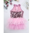 thumbnail image 5 of inhzoy Kids Girls Sleeveless Sequins Leotards Ballet Jazz Latin Gymnastic Jumpsuit Stage Performance Costume Pink 7, 5 of 9