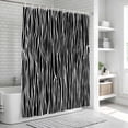 thumbnail image 5 of Black Striped Shower Curtain Set - Small 36" x 72" Washable Bathtub Curtain with 12 Hooks, Retro Wave Lines Texture Simple Waterproof Fabric Stall Shower Curtains for Bathroom/Bathtub Décor, 5 of 6