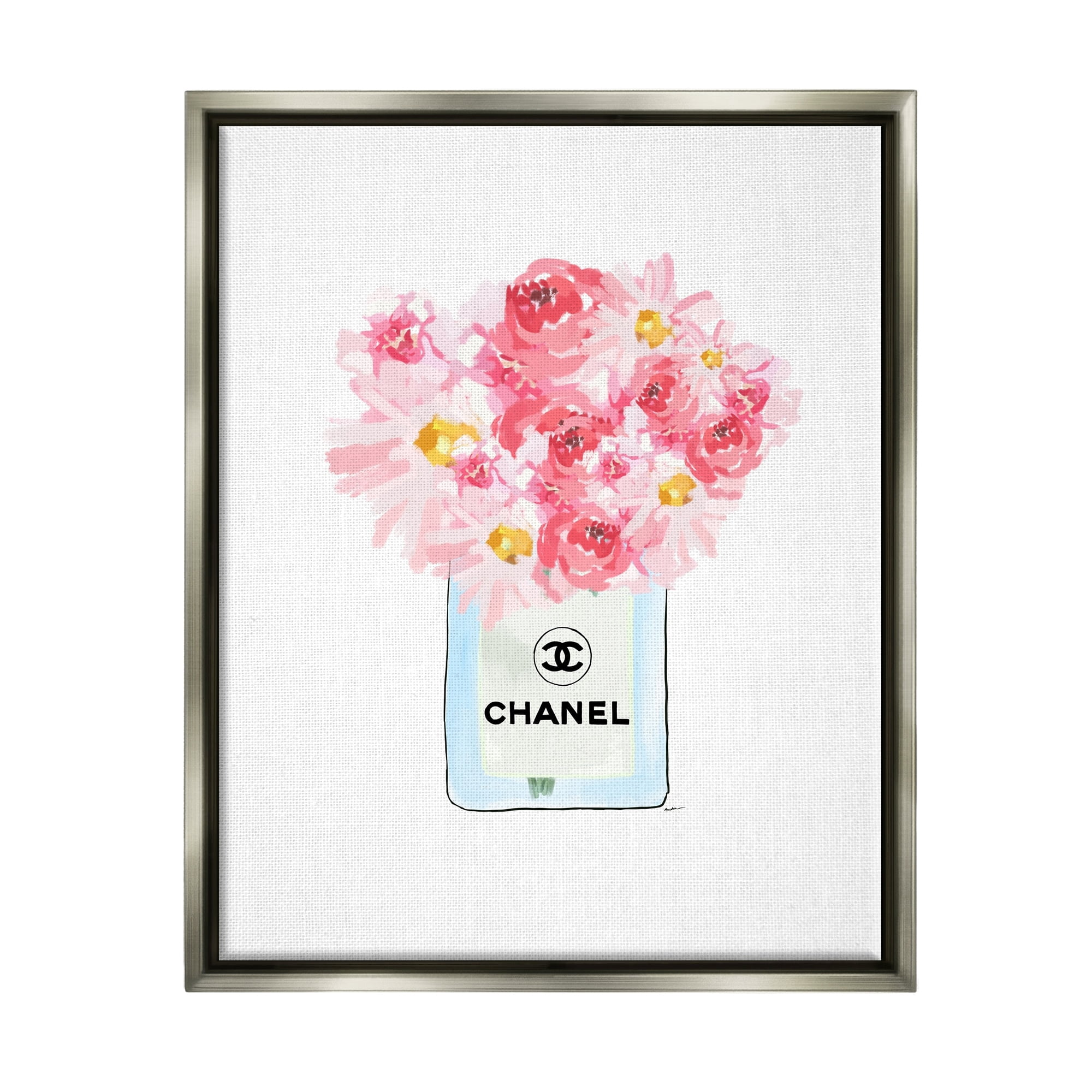 Stupell Industries Mixed Pink Flower Bouquet Luxury Fashion Motif Graphic Art Luster Gray Floating Framed Canvas Print Wall Art, Design by Amelia Noyes