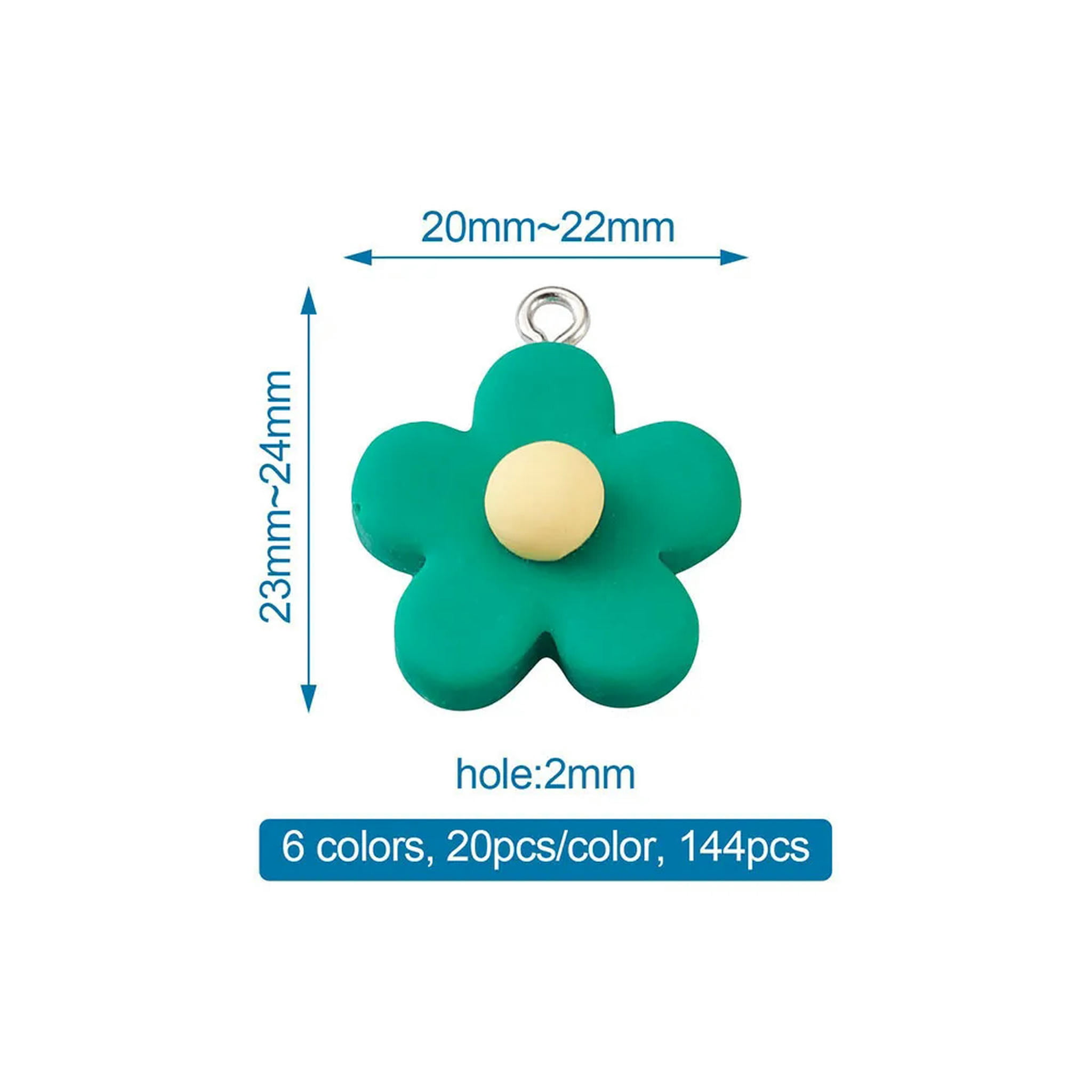 U8MO 120pcs Resin Flower Pendants Cute Dangle Charms Earring Jewelry Making 23~24mm