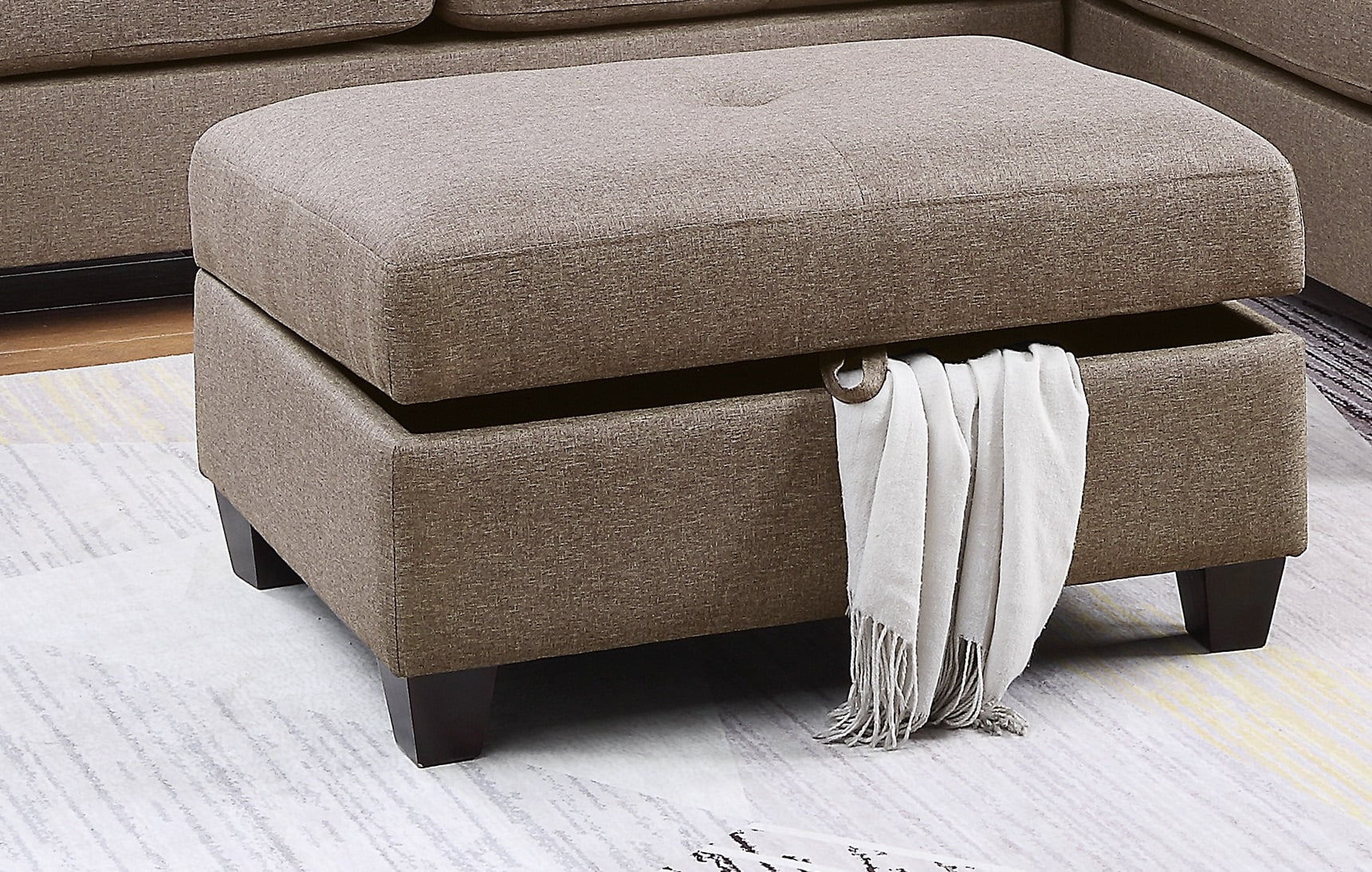 Duraplush Mocha Microfiber Sectional Sofa With Oversized Ottoman