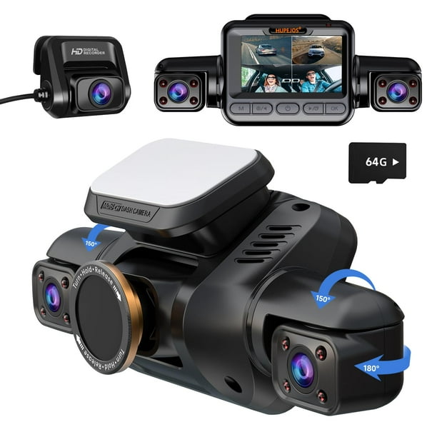 Cámara de salpicadero HUPEJOS V8PLUS de 4 canales 360° 4K UHD con Wi-Fi GPS de 64 GB