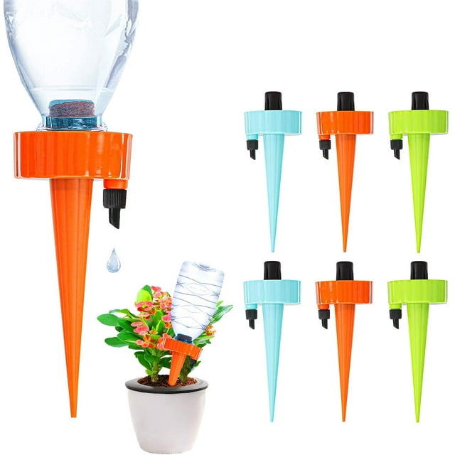 Biinggo 6PCS Self Watering Spikes Automatic Drip Irrigation Plant Waterer with Slow Release Control Valve for Outdoor and Vacation Plant Watering