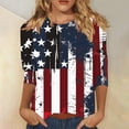 thumbnail image 2 of Lcziwo Red White and Blue Patriotic Shirts for Women 4th of July Patrioticprint Blouses 3/4 Sleeve Round Neck Comfy Shirts Casual Dressy Summer 2025 Tees Multicolor,XXL, 2 of 5