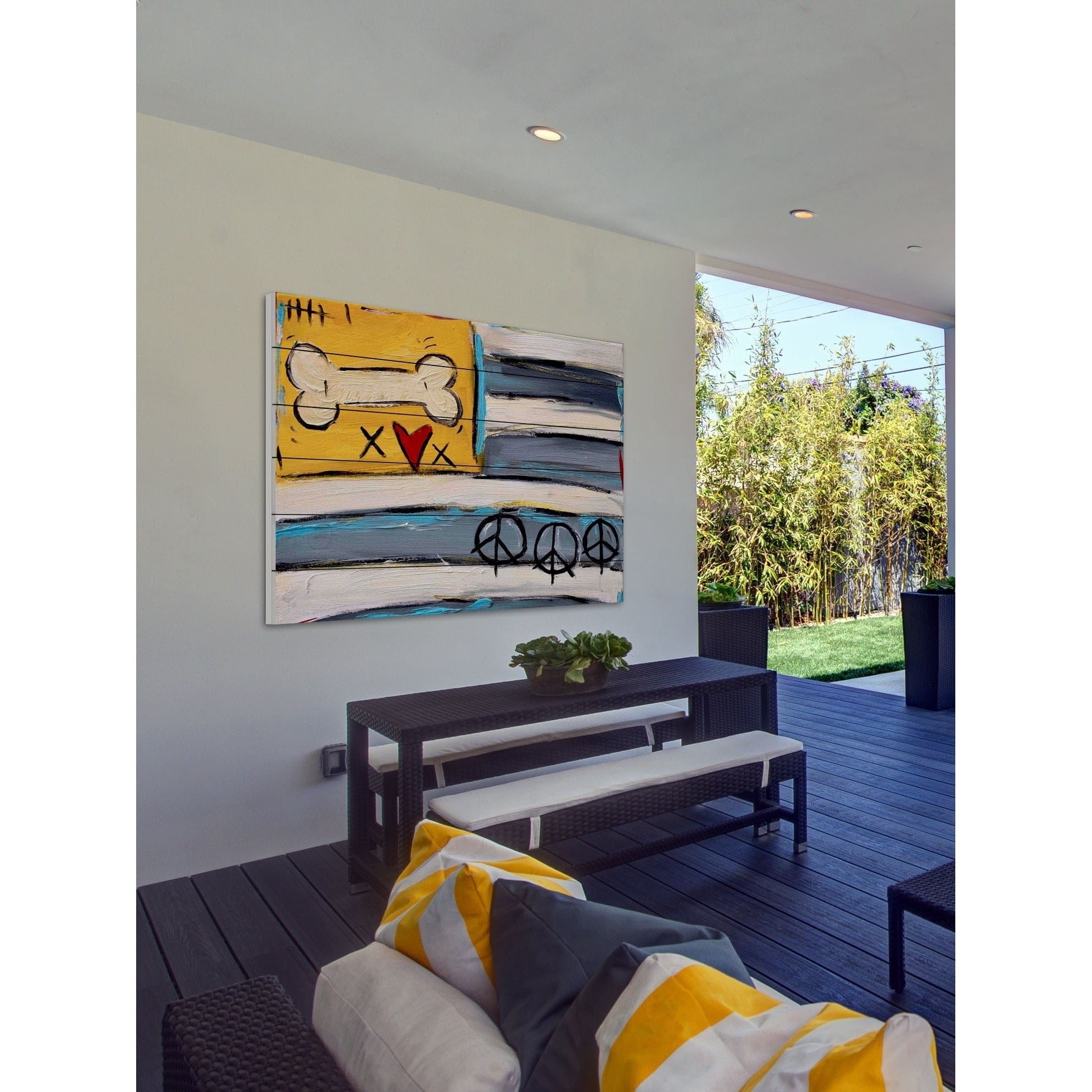 Marmont Hill "Peace Bone Flag" by Tori Campisi Painting Print on White Pine Wood