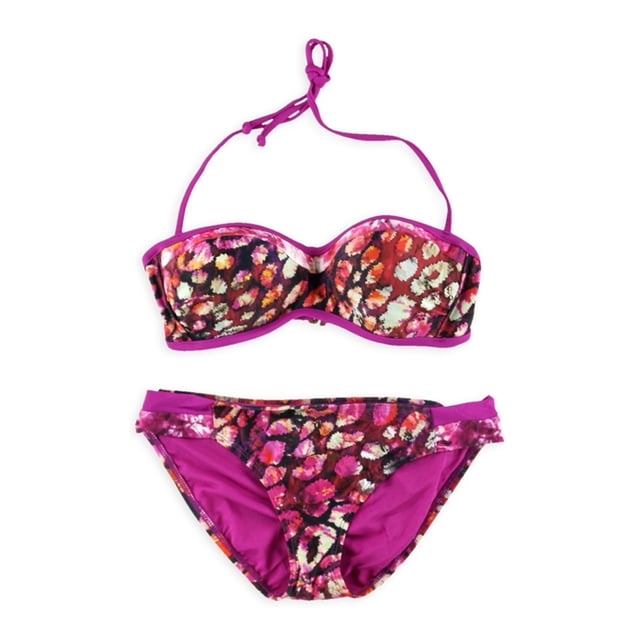Bandeau de 2 piezas Becca con lengüeta lateral impresa para mujer morado pequeño