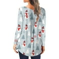thumbnail image 5 of Womens Long Sleeve Button T Shirt Pleated Flowy Scoop Neck Sweatshirt Christmas Tree Print Graphic Tee Gift Tops, 5 of 7