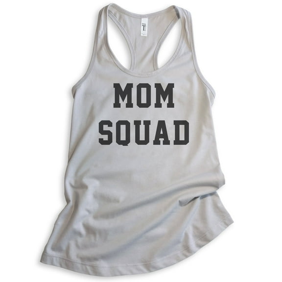 Mom Squad Tank Top, Ladies Racerback Tank Top, Mom Tank, Mama Tank, Mother Tank, Mother's Day Tank, Silver Gray, X-Large
