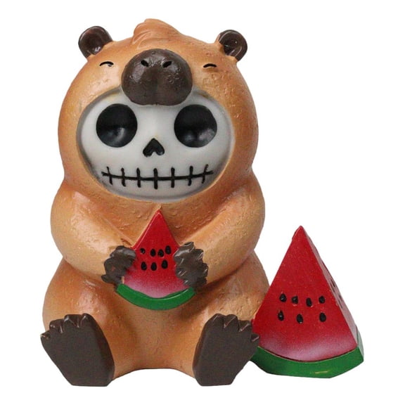 Furrybones Adorable Capybara With Watermelon Skeleton Figurine Furry Bones