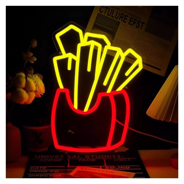 Letrero De Neón De Papas Fritas Para Hamburgueserías, Restaurantes De Comida Rápida, Decoración De Pared, Escaparate, 40cm