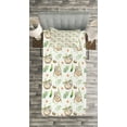 thumbnail image 3 of Ambesonne Sloth Quilted Bedspread Set 2 Pcs, Mother and Flowers, Twin Size, Pale Brown Green, 3 of 3