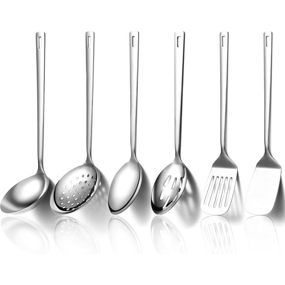 Kitchen Utensils Set 6pcs, Stainless Steel Cooking Utensils Set, Heavy Duty Kitchen Tools Spatulas Set, Home Essentials Kitchen Gadgets Accessories
