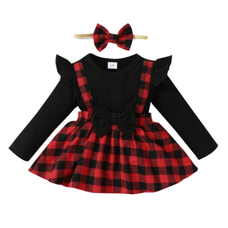 

Baby Girl Clothes Toddler Ruffles Long Sleeve Lattice Prints Romper Jumpsuit Bow Tie Headbands Baby Bodysuit Unisex