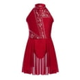 thumbnail image 1 of Aislor Robe de Danse Lyrique Moderne pour Filles, Robe Justaucorps en Dentelle Florale, Jazz Latin, Ballet, Bourgogne 10, 1 of 7