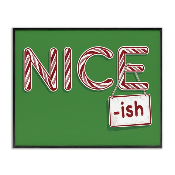 Stupell Industries Nice-Ish Holiday Humor Holiday Painting Black Framed Art Prints Wall Art, 14 x 11