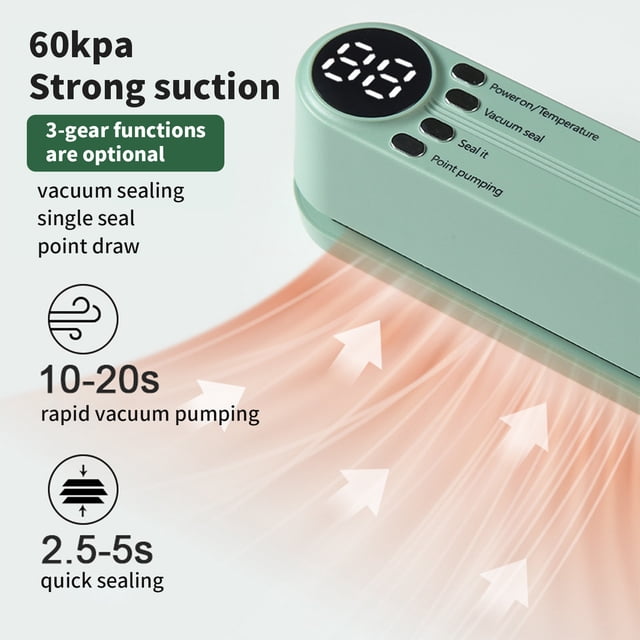 RKSTN Vacuum Sealing Machine Home Kitchen Small Portable Food Packaging Plastic Sealing Preservation Mini Wireless Handheld Vacuum Sealing Kitchen Gadgets