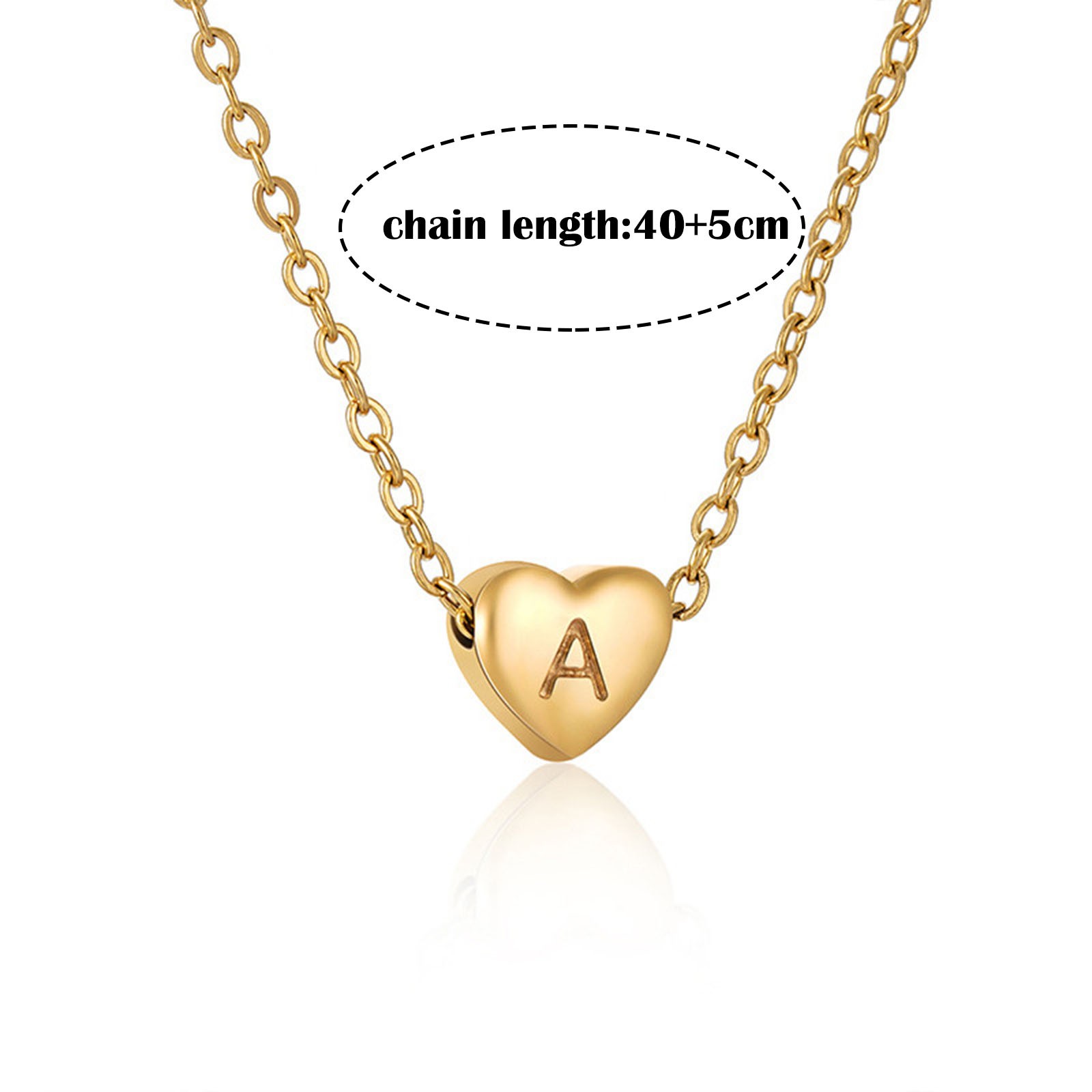 26 Initial Heart Shape Alphabet Necklace For Women Stainless Steel ...