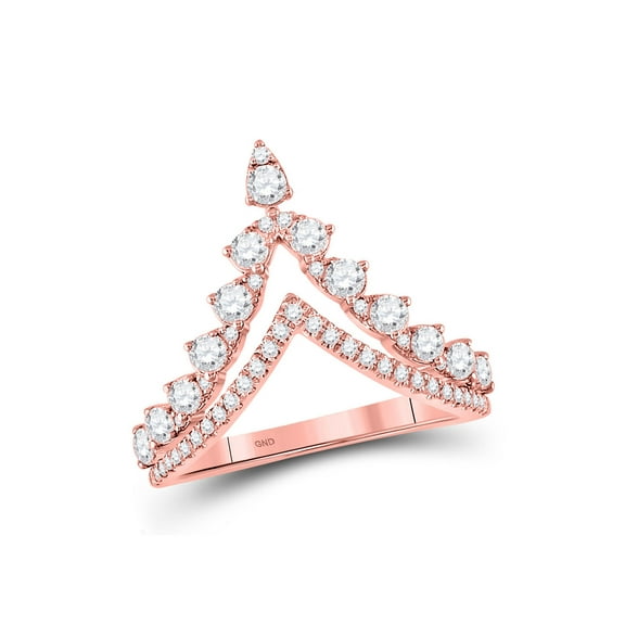14kt Rose Gold Womens Round Diamond Chevron Band Ring 3/4 Cttw