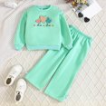 thumbnail image 2 of TOWED22 Infant Baby Girl Fall Clothes Toddler Winter Outfits Ruffle Sleeve Sweatshirts Bell Bottom Pants Headband Set,Mint Green,7-8 Y, 2 of 5