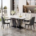 thumbnail image 3 of JUFU Dining Chairs Set of 6,Modern Dining Room Chairs,Faux Leather Dining Chairs with Thick Cushion and Metal Legs,Gray&White Kitchen Chairs for Dining Room Kitchen ﻿, 3 of 9