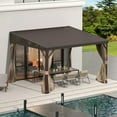 thumbnail image 7 of TOTAL Outdoor 12x14FT Lean-to Hardtop Gazebo with Aluminum Frame, Netting for Deck & Backyard, Brown, 7 of 7