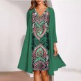 thumbnail image 2 of JURANMO Women's Formal Dresses Trendy Flowy Summer Two Piece Mini Dress with Cardigan Vintage Print Wedding Guest Outfits Green XL Todays Daily Sales, 2 of 7