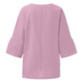 thumbnail image 6 of BVOFAR Cotton Linen 3/4 Sleeve Shirts for Women Solid Color Notch V Neck Tops Summer Plus Size T-Shirts Casual Loose Fit Tees 2 Pcs, 6 of 7